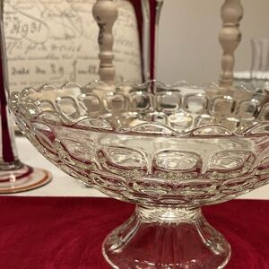 Vintage Federal Glass Yorktown Fruit Bowl
Compote Clear Footed Pedestal, 10” (W)